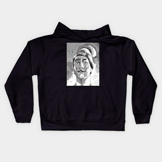 Black and white Salvador Dali Kids Hoodie by mailsoncello